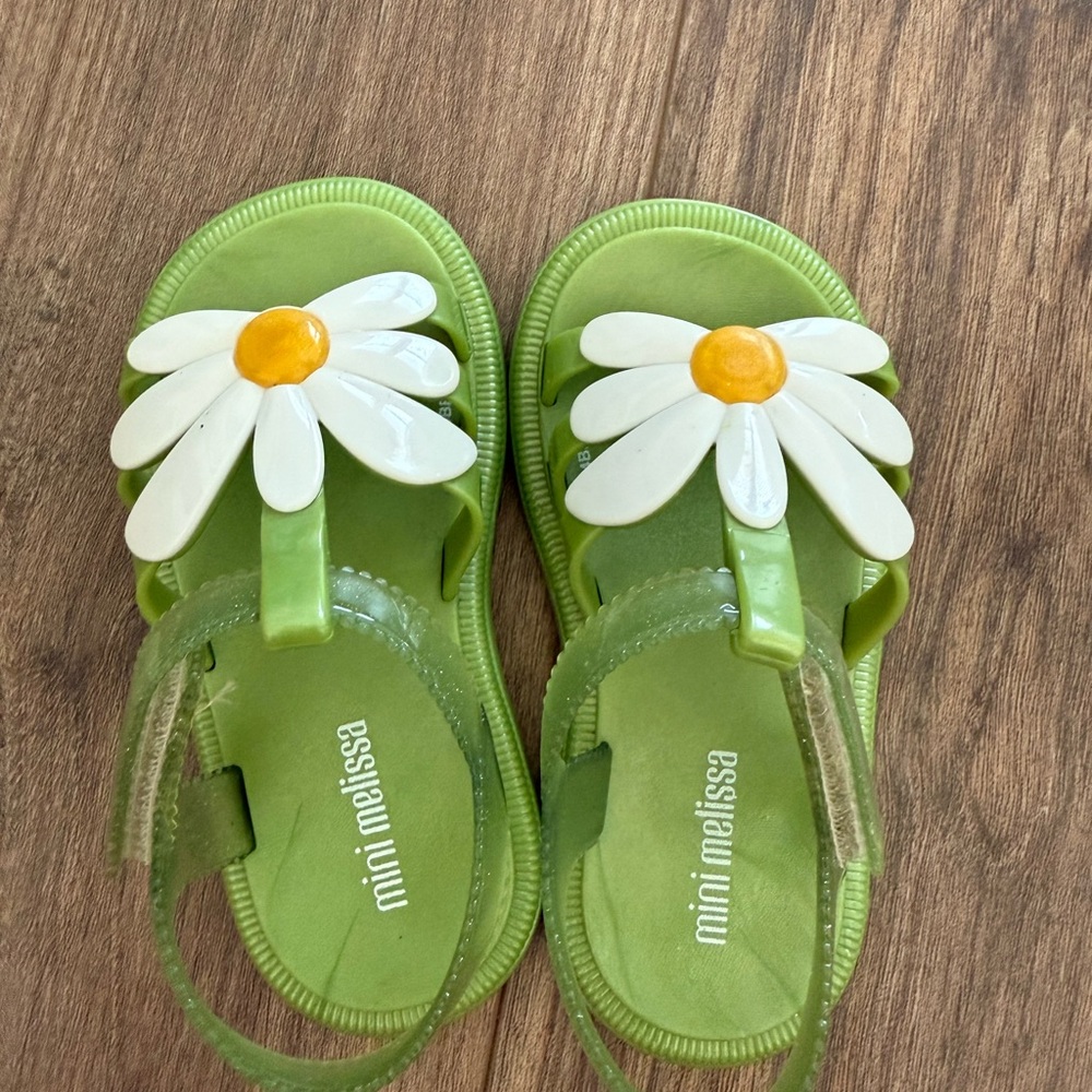 Mini Melissa Kids Green Daisy Sandals